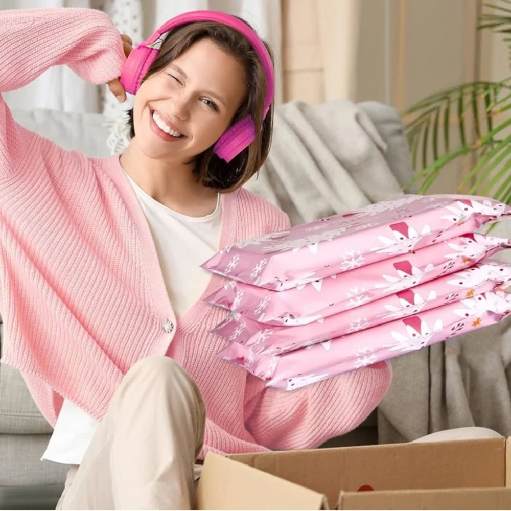 10Pk 10x13 Christmas Trees Candy Canes Snowflakes Poly Mailers Shipping Bags Set